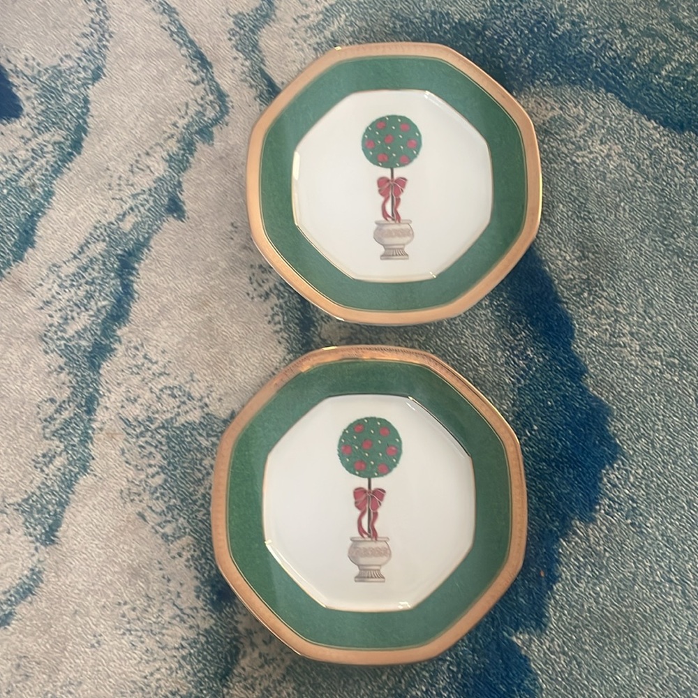 Mikasa Topiary Octagonal Plate with Green and Gold Band accents plates set of 2 - Picture 8 of 8